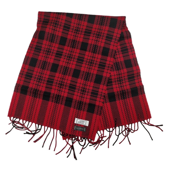 Gianni Versace Vintage Red Plaid Wool Scarf EUC - Picture 1 of 6